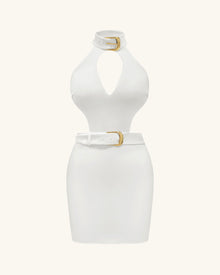 Gabriella Belted Cutout Halter Mini Dress - Ivory