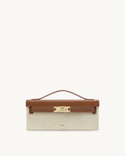 Bria Structured Top Handle Bag - Brown Canvas