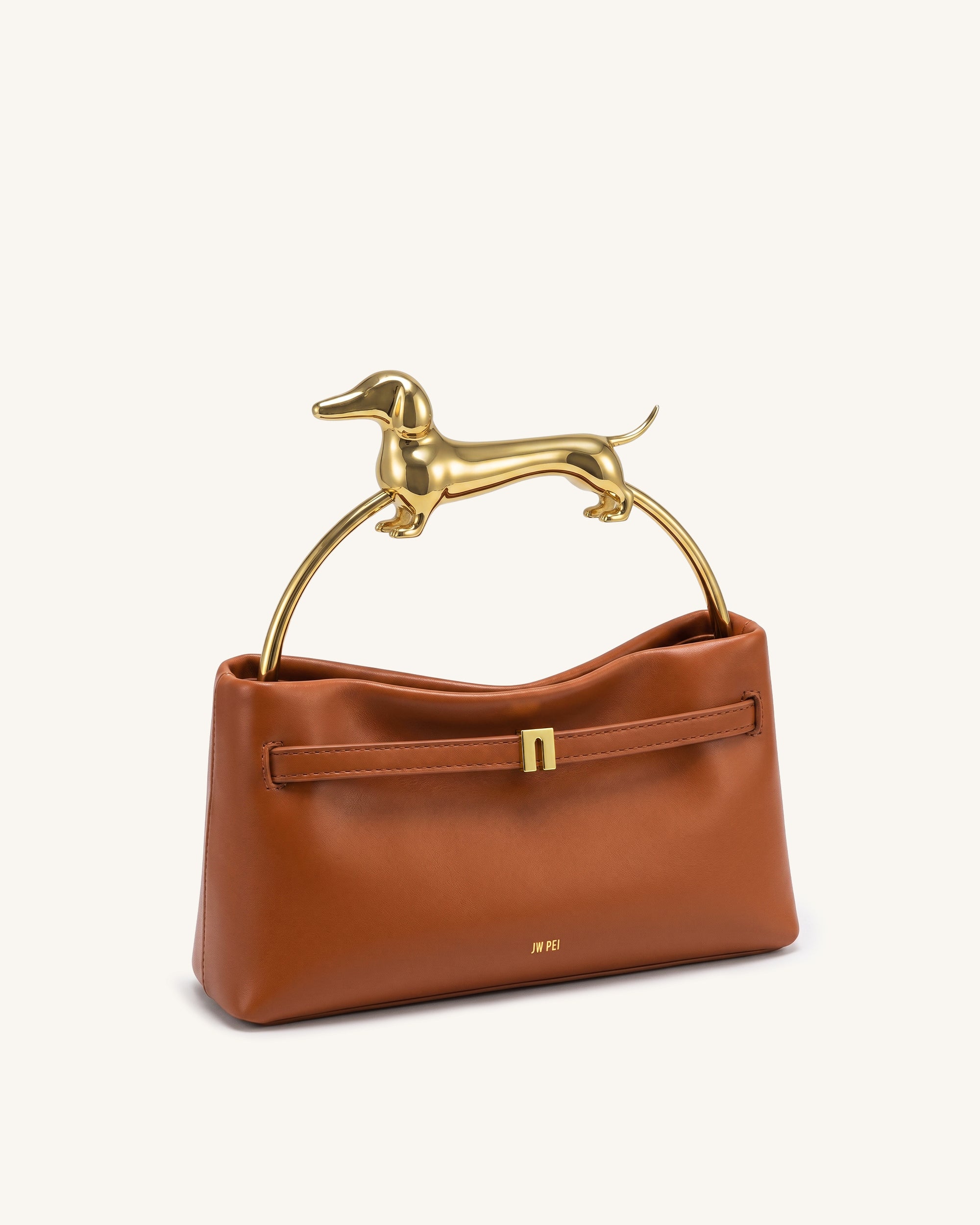 Maeve Dachshund Handle Bag - Cognac