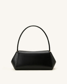 Lucia Turn-Lock Flap Shoulder Bag - Black