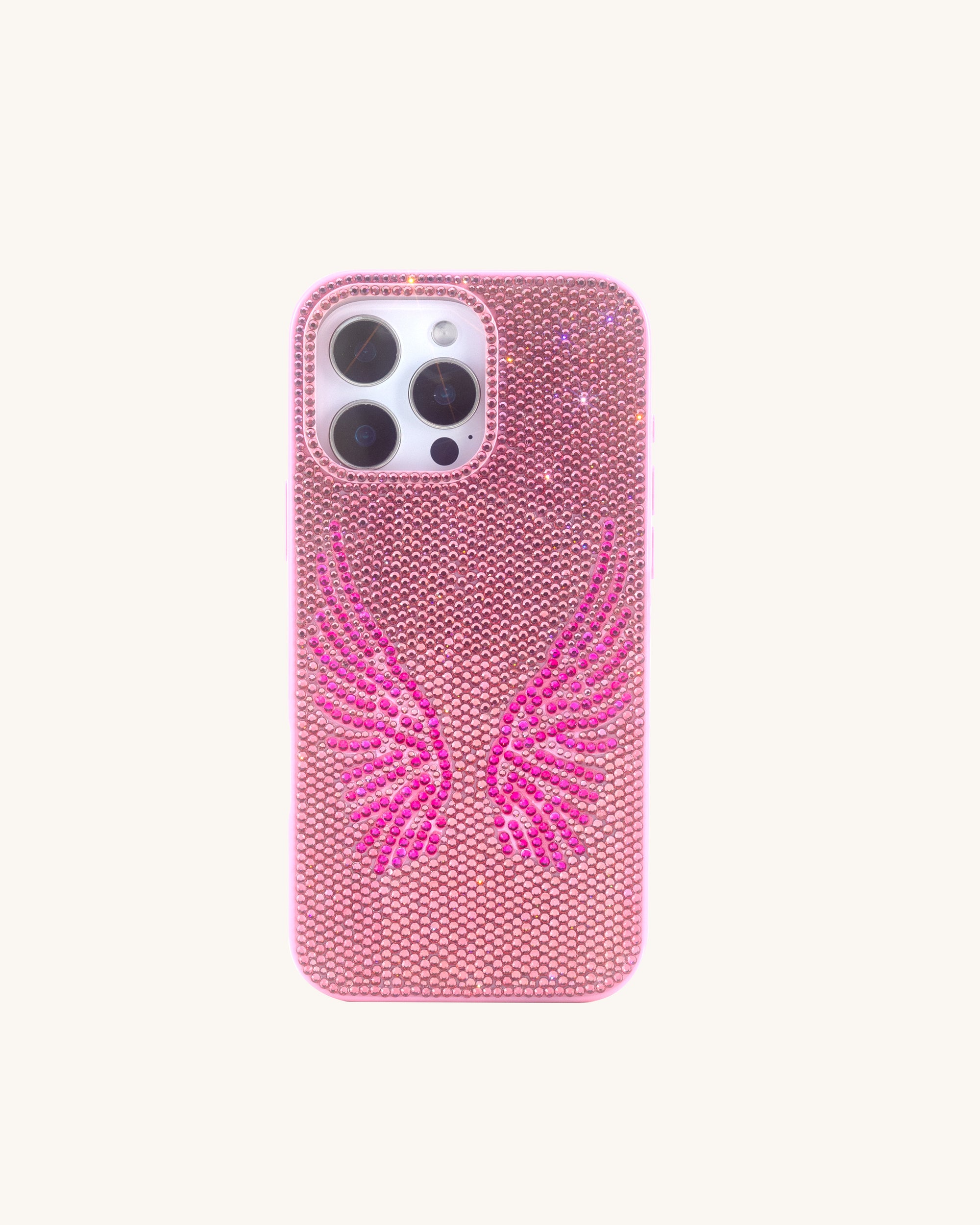 Artificial Crystal Angel Wings Phone Case - Pink