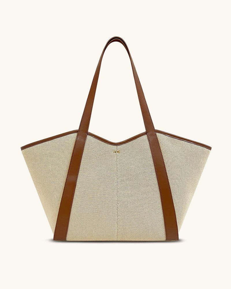 Kiana Large Capacity Tote Bag - Brown Canvas