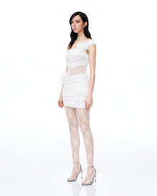 Isidore 3D Floral Wrinkles Mini Dress - White