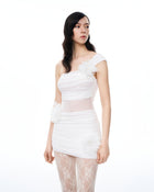 Isidore 3D Floral Wrinkles Mini Dress - White