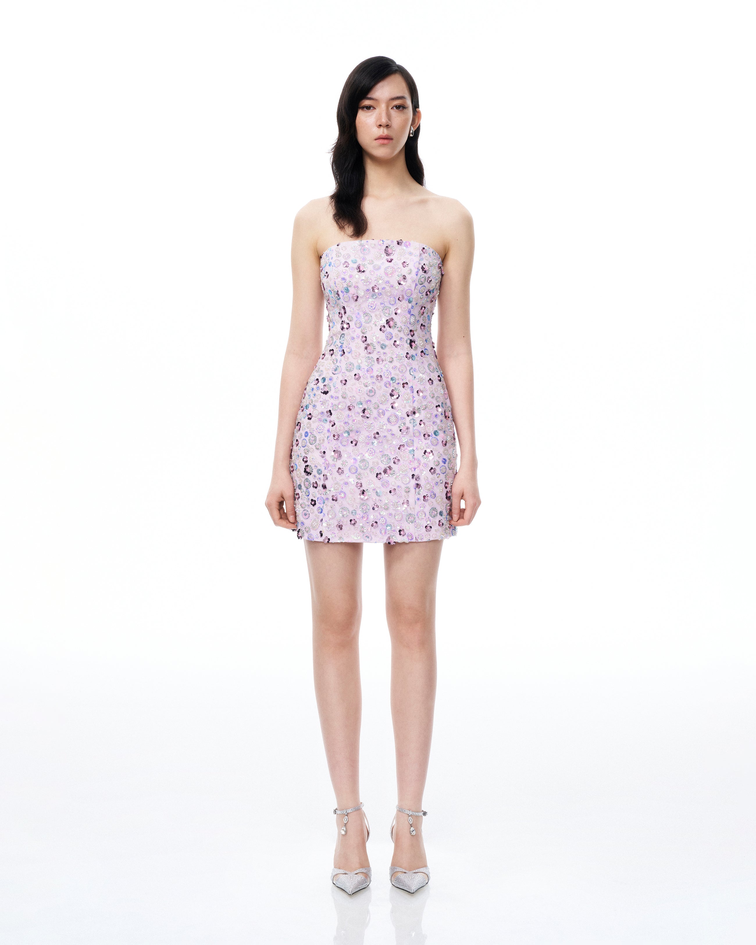 Esme Floral Sequin Embroidered Mini Dress - Purple