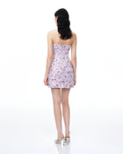 Esme Floral Sequin Embroidered Mini Dress - Purple
