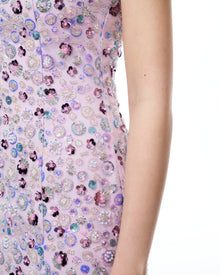 Esme Floral Sequin Embroidered Mini Dress - Purple