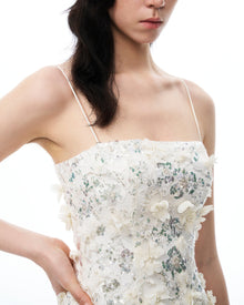 Lysandra 3D Floral Sequin Mini Dress - White