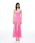 Evadne Floral Lace Dress - Pink