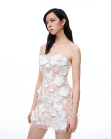 Serafina Floral Embroidered Mini Dress - White