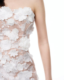 Serafina Floral Embroidered Mini Dress - White