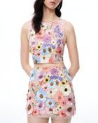 Valentino 3D Floral Embroidered Dress Set - Pastel Multi