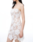 Leander Embroidered Lace Mini Dress - White