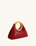 Amiya Leaf Handle Sculpture Bag - Wine Red