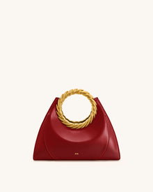 Amiya Leaf Handle Sculpture Bag - Wine Red