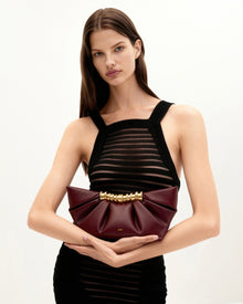 Leia Pleated Clutch - Deep Burgundy