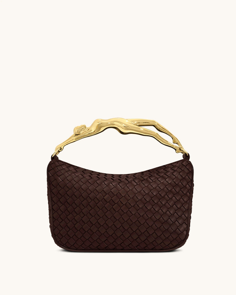Jenny Woven Human-shaped Handle Handbag - Caramel Brown