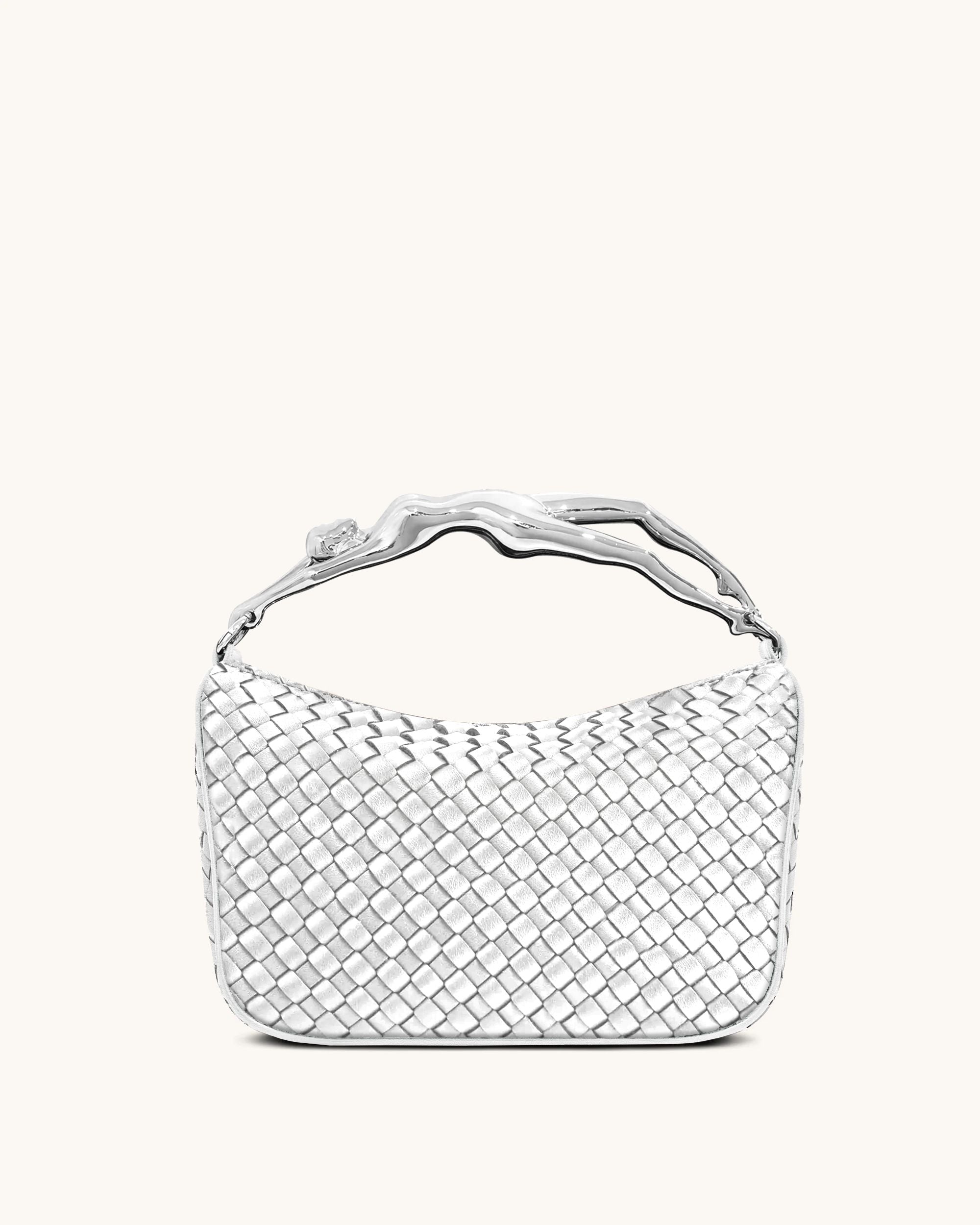 Jenny Woven Human-shaped Handle Handbag - Silver