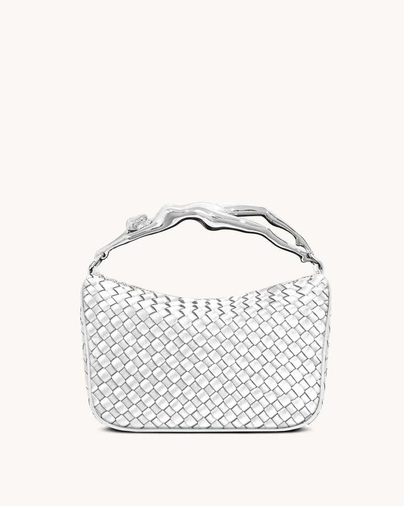 Jenny Woven Human-shaped Handle Handbag - Silver