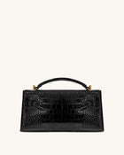 Noor Top Handle Bag - Black Croc
