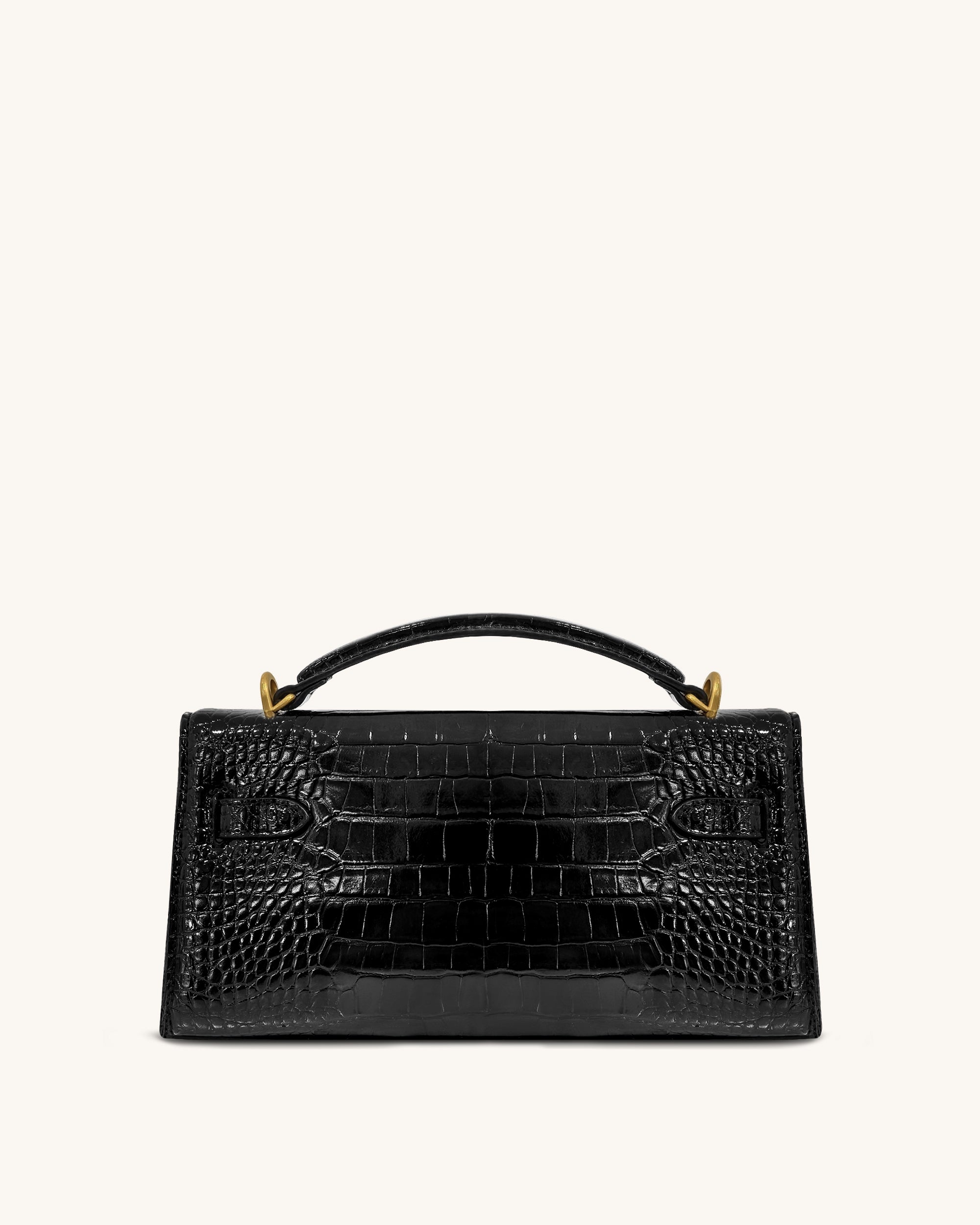 Noor Top Handle Bag - Black Croc