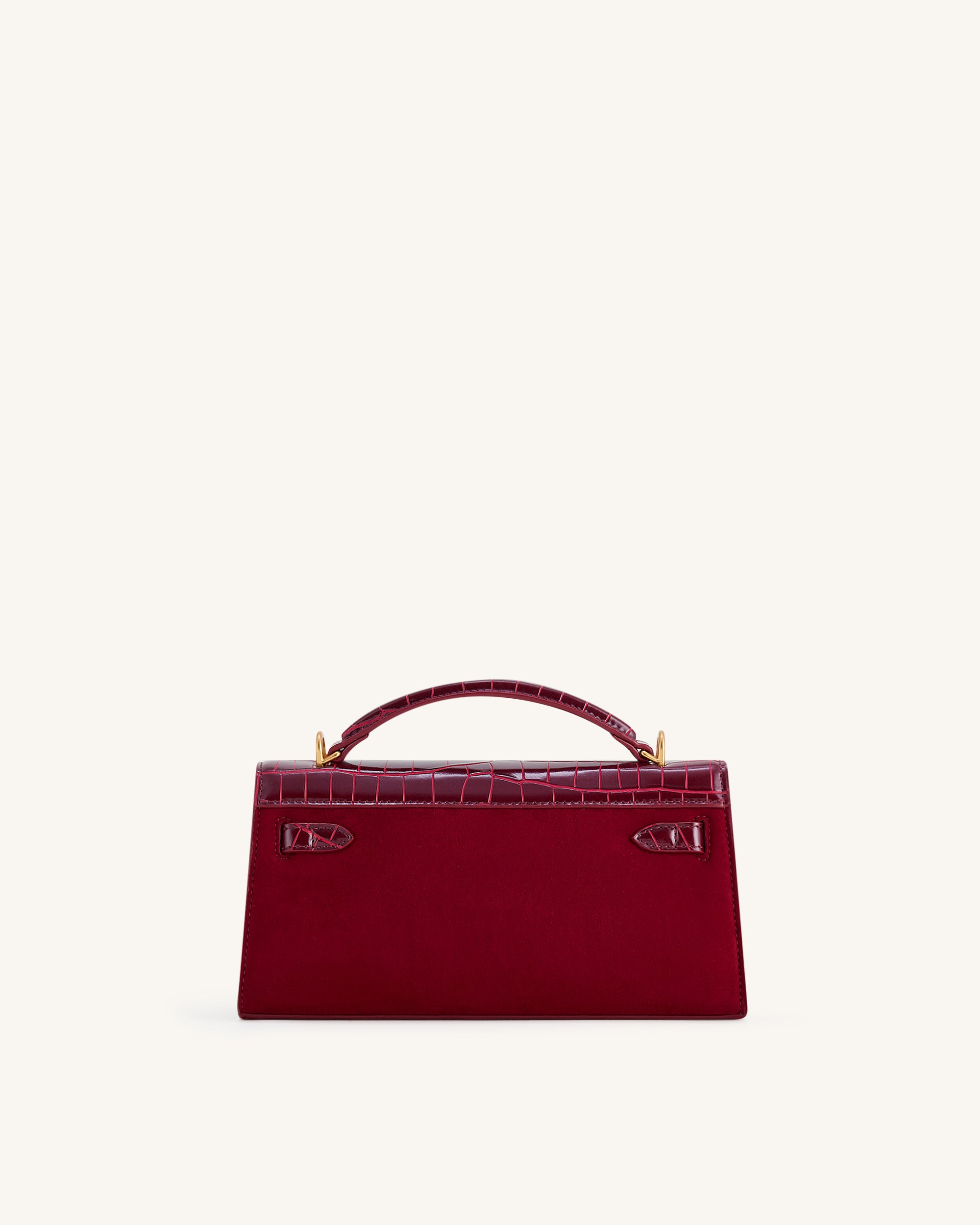 Noor Faux Suede Top Handle Bag - Red