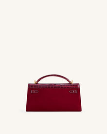 Noor Faux Suede Top Handle Bag - Red