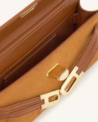 Bria Faux Suede Structured Top Handle Bag - Brown