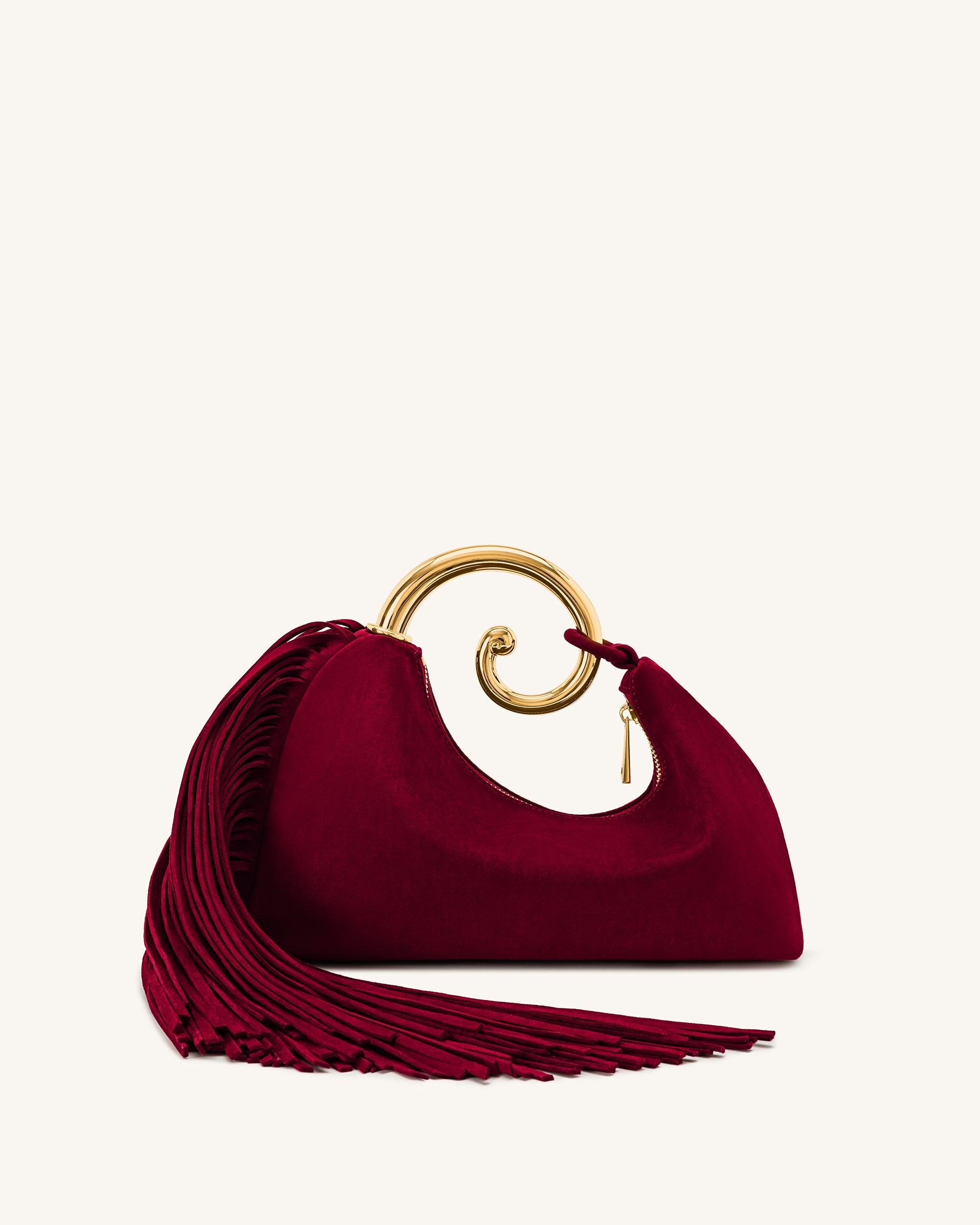 Nell Fringe Hardware Top Handle Bag - Burgundy