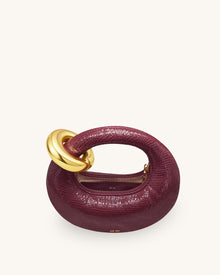 Abacus Faux Snake-Effect Mini Top Handle Bag - Burgundy