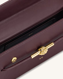Lena Metal Rope Knot Top Handle Bag - Deep Claret