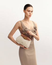 Lucia Classic Top Handbag - Brown Canvas