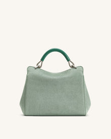 Lucia Classic Faux Suede Top Handle Bag - Matcha Green