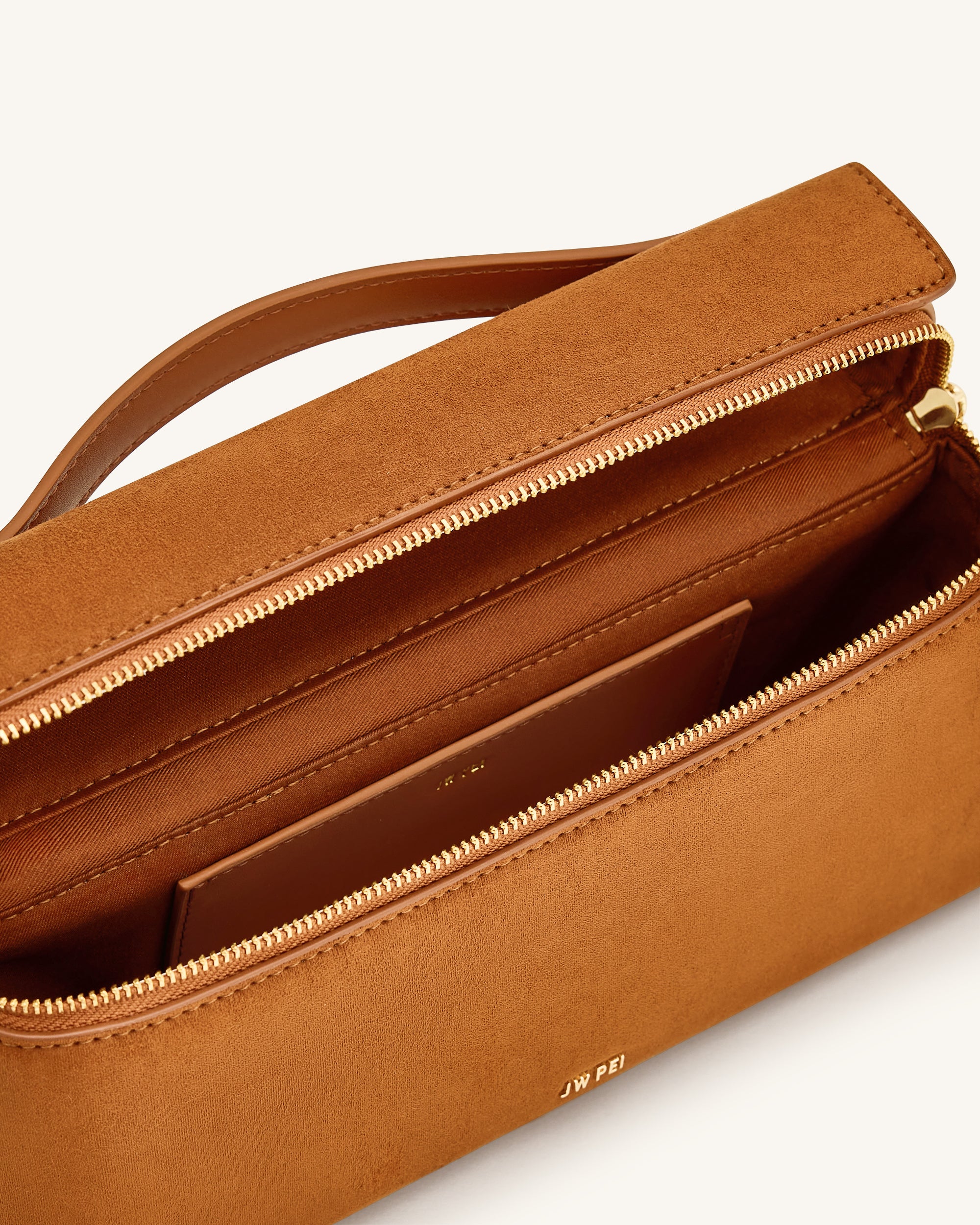 Thea Faux Suede Top Handle Bag - Camel