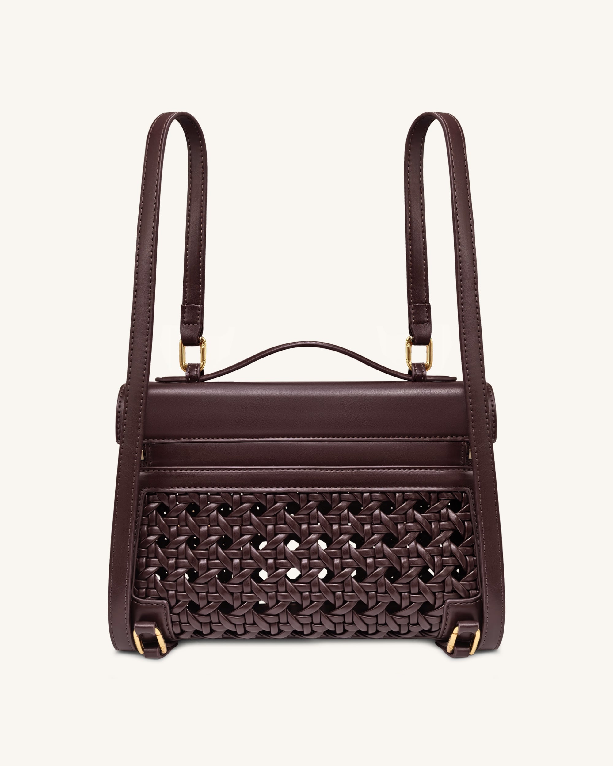 Thea Large Woven Top Handle Bag - Dark Red