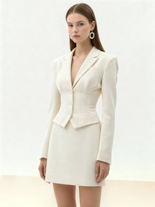 Tailored Straight Mini Skirt - White