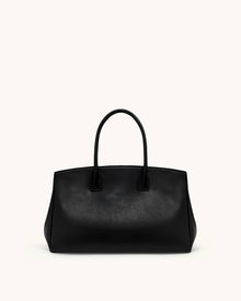 Ziva Metal Lock Decoration Tote Bag - Black
