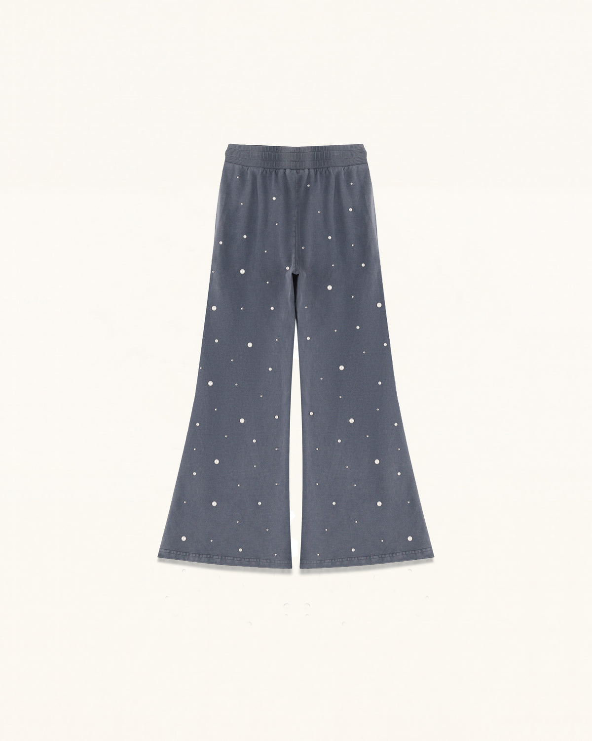 Scattered Pearl Rhinestone Drawstring Sweatpants - Washed Slate