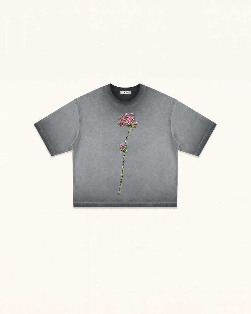 The Enchanted Rhinestone Rose Tee - Washed Gray