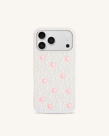 Pearl Star Embellished Phone Case - White