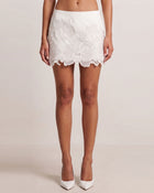 Orchid Embroidered Hem Mini Skirt - White