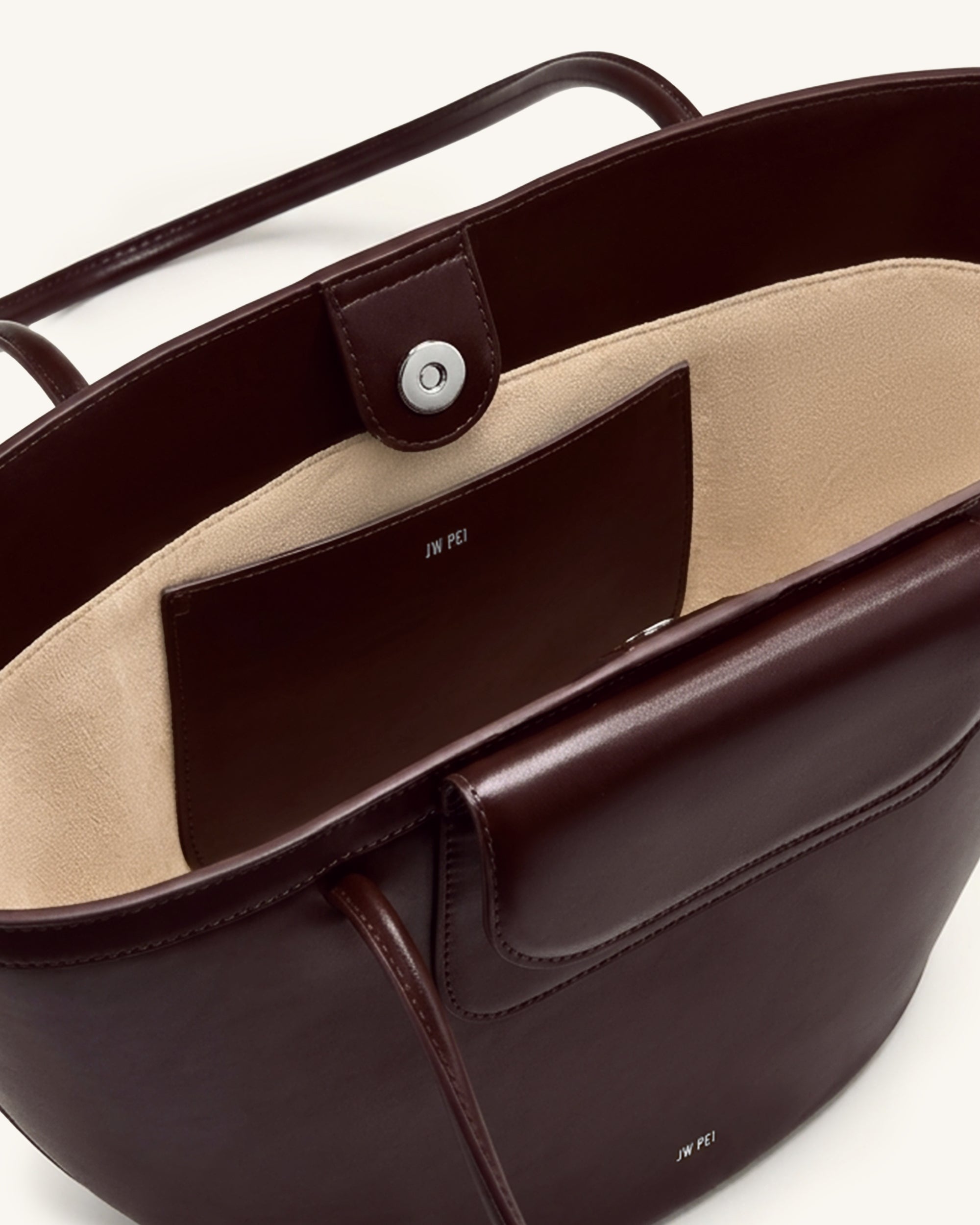 Corinne Pocket Tote Bag - Deep Burgundy
