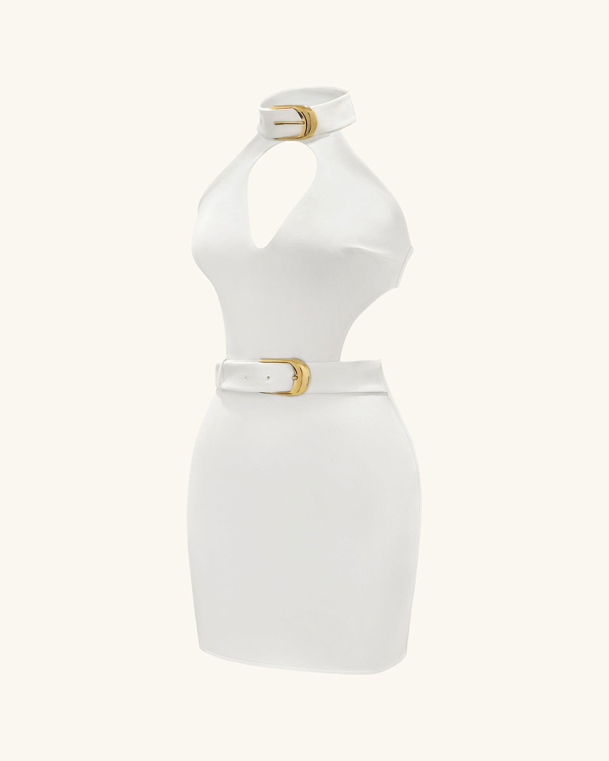 Gabriella Belted Cutout Halter Mini Dress - Ivory
