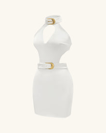 Gabriella Belted Cutout Halter Mini Dress - Ivory