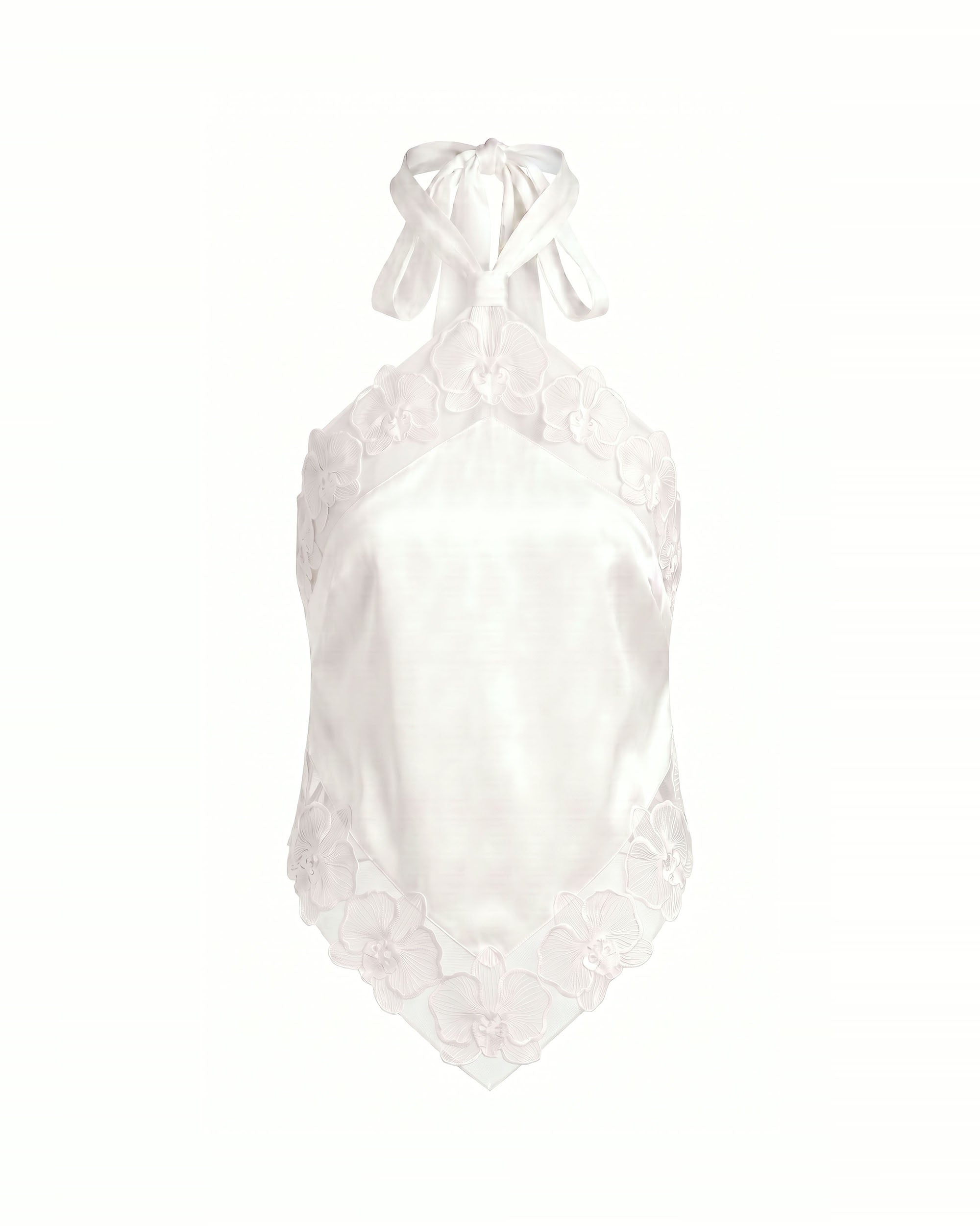 Orchid Embroidered Halter Top - White