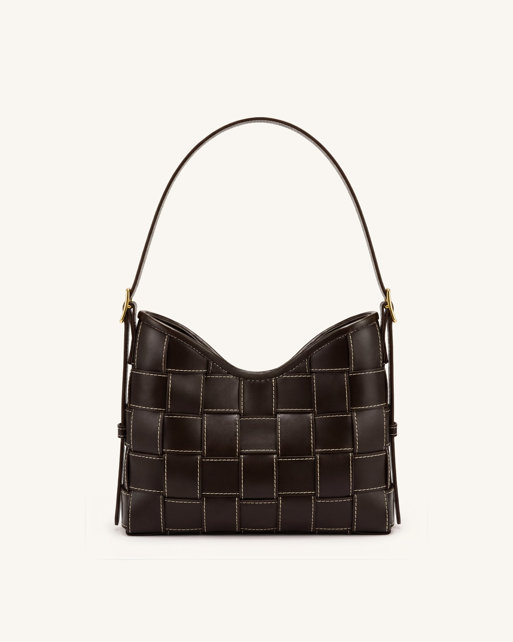 Nadine Dachshund Woven Hobo Bag - Dark Brown