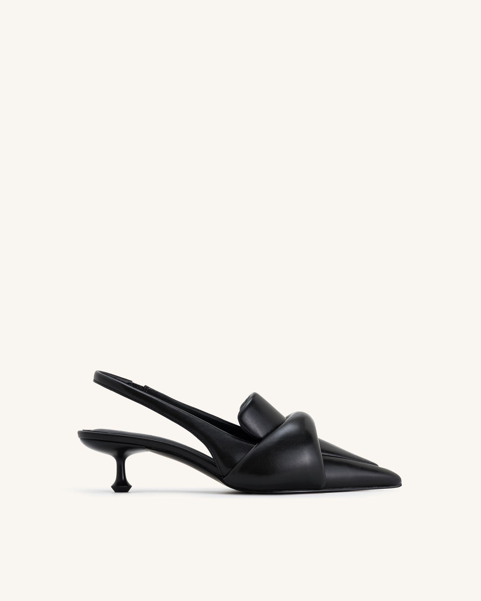 Carla Soft Padded Kitten Heel Pumps Black JW PEI