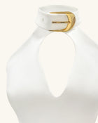 Gabriella Belted Cutout Halter Mini Dress - Ivory