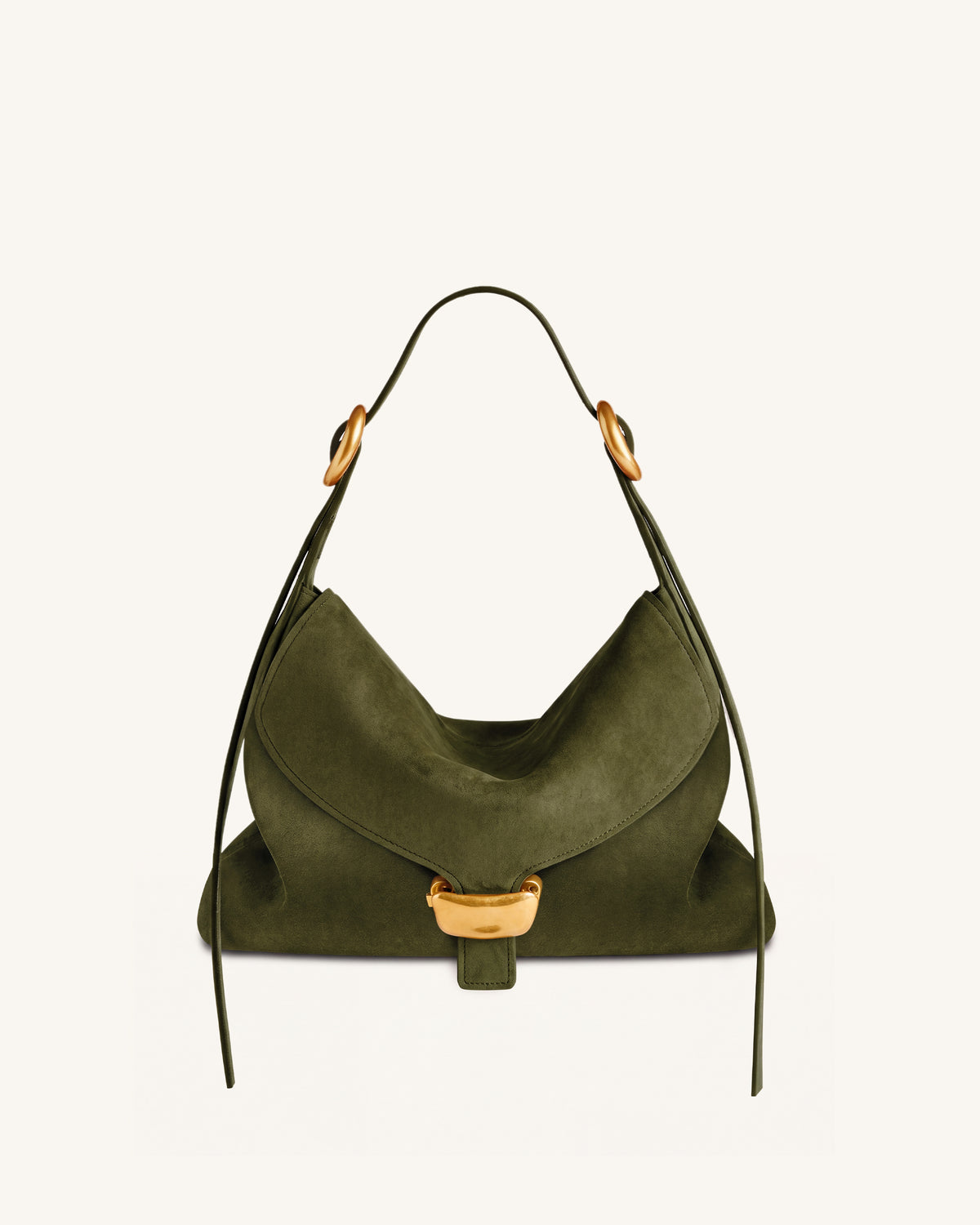 Sienna Faux Suede Hobo Bag - Olive Green