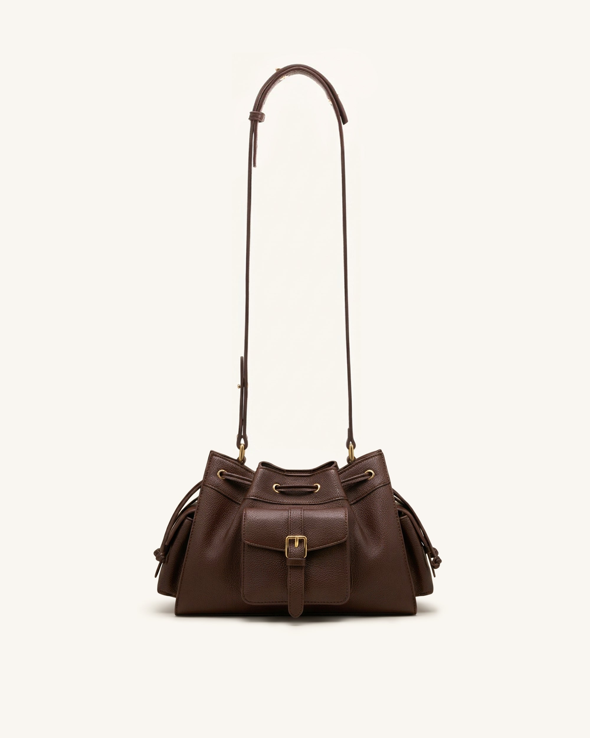 Harper Drawstring Shoulder Bag - Brown